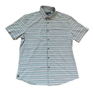 Mizzen+Main Leeward Shirt Blue Striped Short Sleeve Trim Mens Large